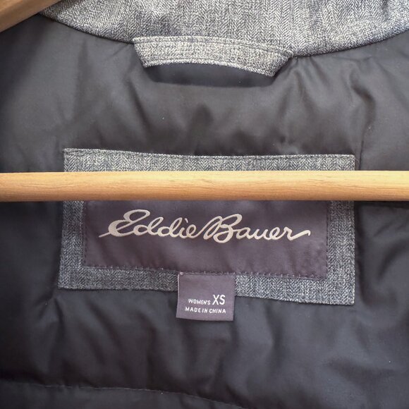 Eddie Bauer Weather Edge 650 Down Gray Hooded Parka Coat Women's Size XS - Picture 10 of 14